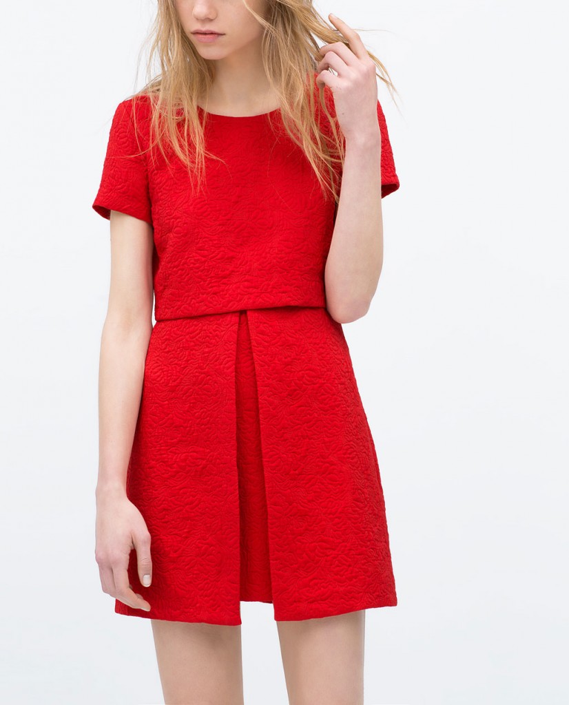 Zara red jacquard dress